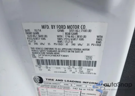 2014 Ford F-150 Xlt z USA, uszkodzony, nr VIN 1FTFW1CF8EKF73691